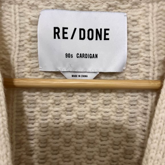 Re/Done Cream 90's Cardigan XS - Picture 2 of 10